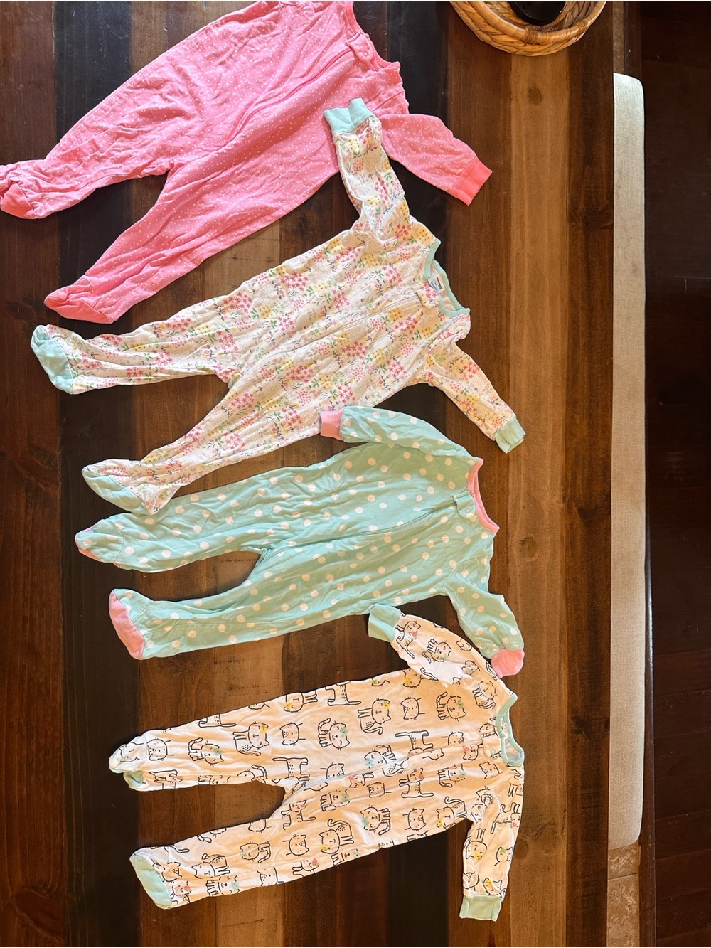 6-9M Onesies Brand 4 Pack Sleep N Plays Zip Up Outfits